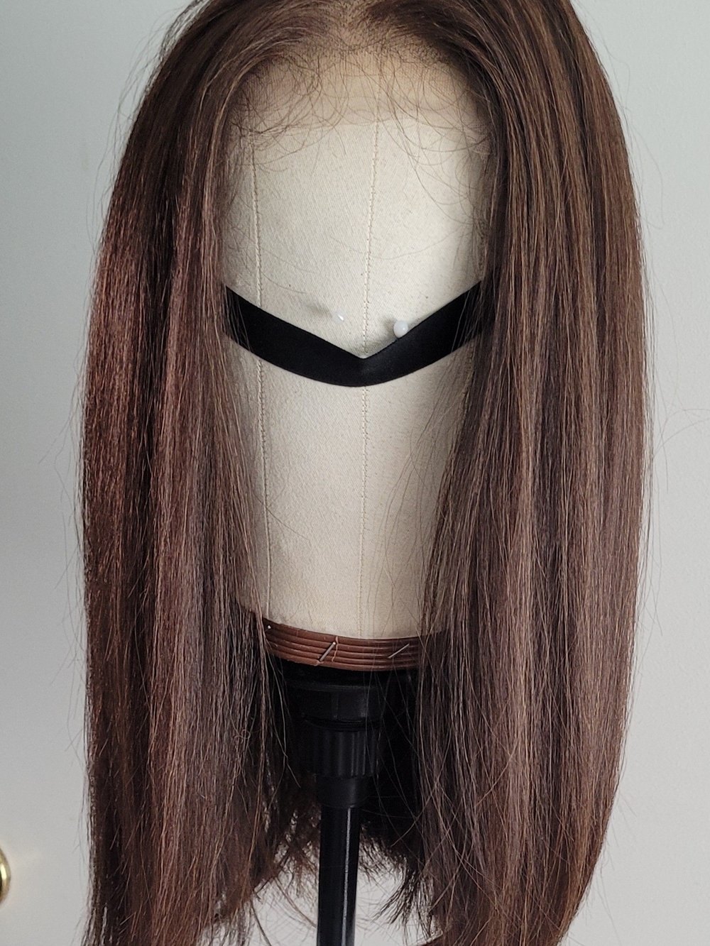 Synthetic- Women's Straight Lace Front Wig In Warm Brown
